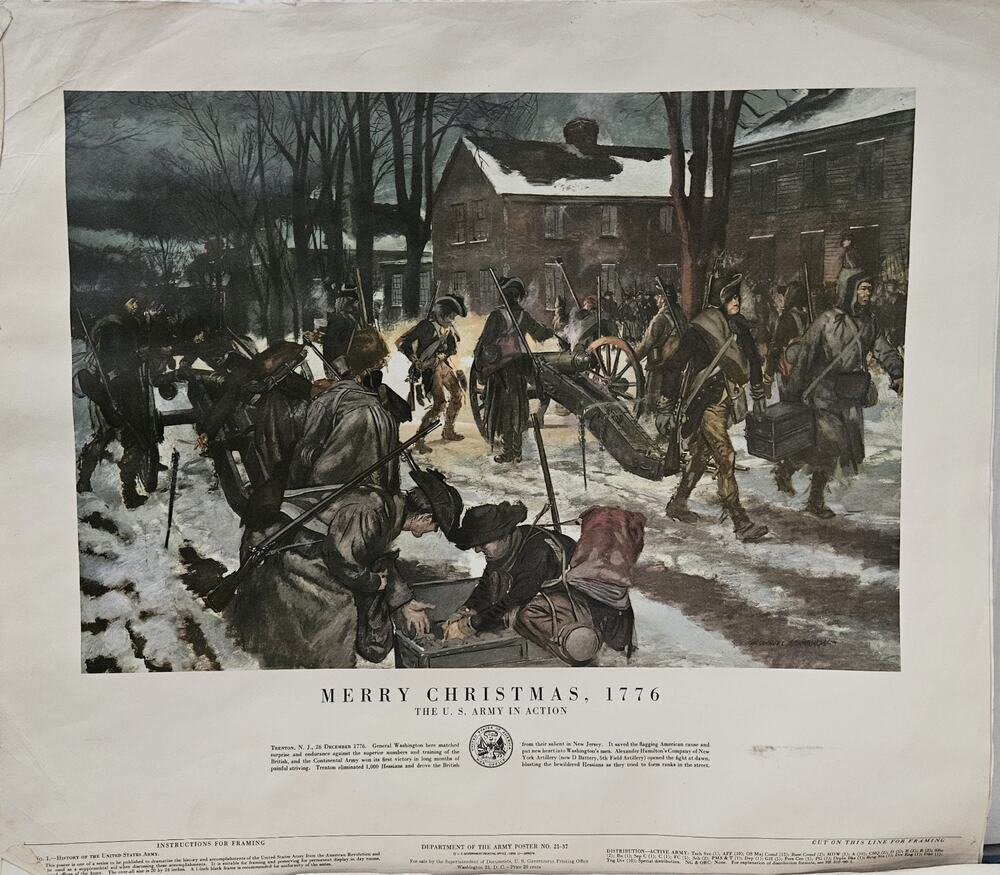 1953 US Army "Merry Christmas 1776" Poster 21-37 1953. Damaged. TJG7140